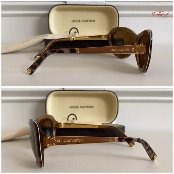 Authentic LOUIS VUITTON Brown/Beige Leopard Spotted Acetate Sunglasses Z0558W - Picture 6 of 12